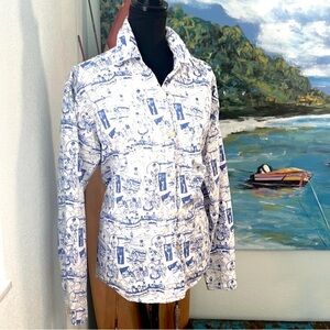 VTG Totem By the Sea, Hawaiian,Cotton,Button-Front Top, Excellent Condition, Med